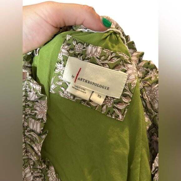 Anthropologie Robin Tiered Mini Dress in Moss Floral Pattern Size XS - Picture 5 of 5